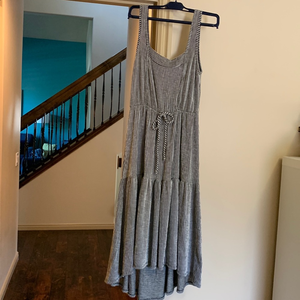 Caution To The Wind - striped dress size M black off white Like New